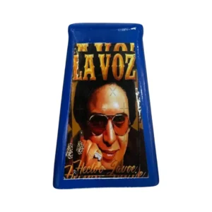 Campana salsera color Azul HECTOR LAVOE con estuche y golpeador fabricada por musicales el clarin