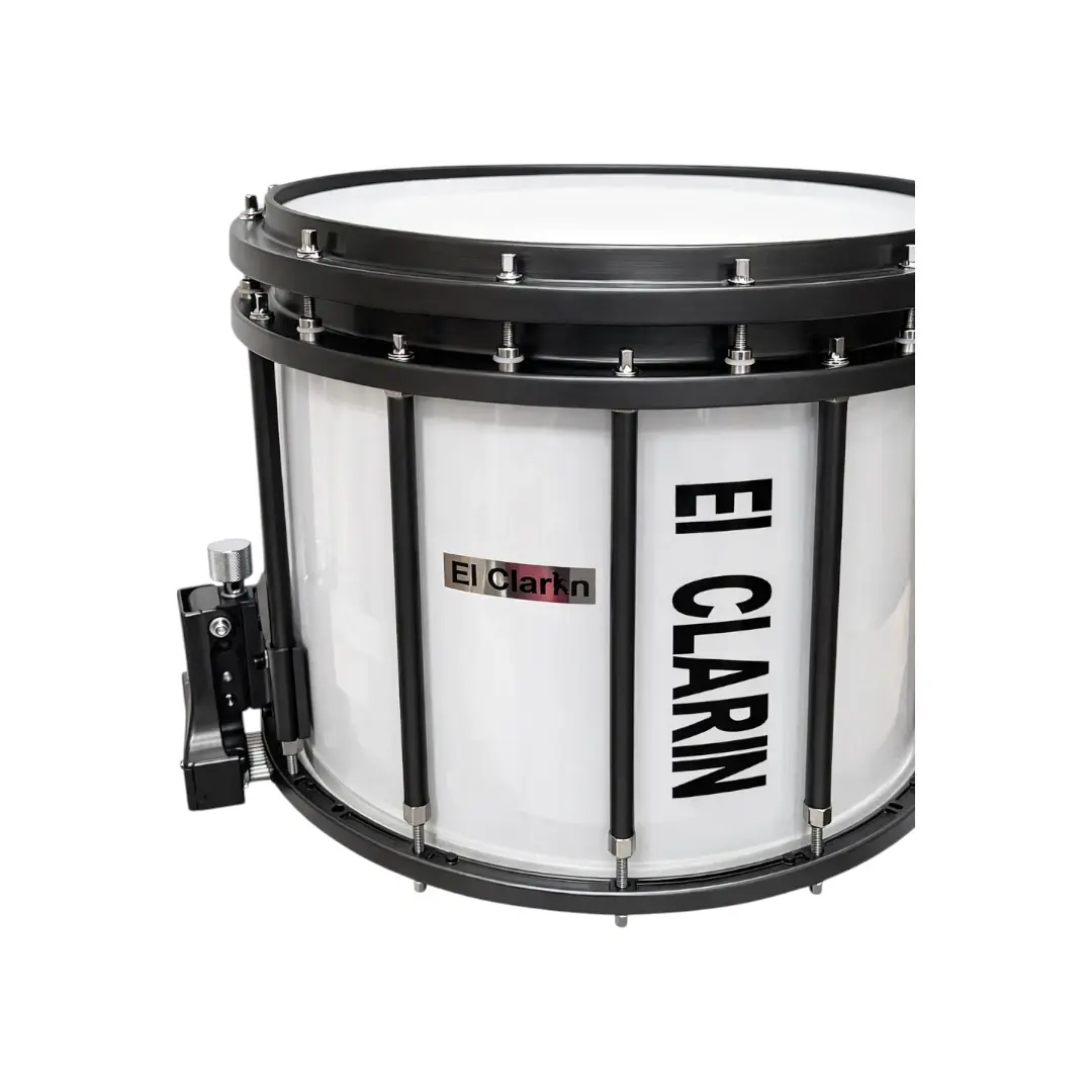 alta-tension-el-clarin (2) (1) Redoblante de alta tensión color blanco, con arnés, baquetas y llave de afinación, distribuido por musicales el clarin