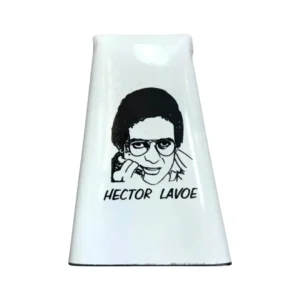 Campana salsera color Blanca HECTOR LAVOE con estuche y golpeador fabricada por musicales el clarin