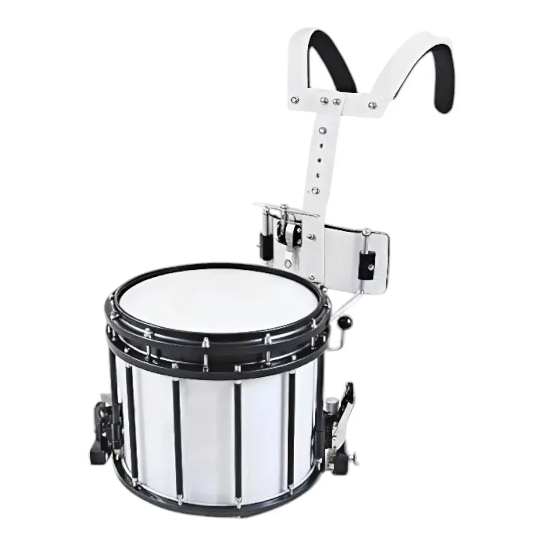 redoblante de alta tensión-musicaleselclarin Redoblante de alta tensión color blanco, con arnés, baquetas y llave de afinación, distribuido por musicales el clarin