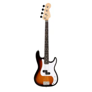 BAJO ELECTRICO COLOR Sunburst CON ESTUCHE, AMPLIFICADOR Y CABLE DISTRIBUIDO POR MUSICALES EL CLARIN