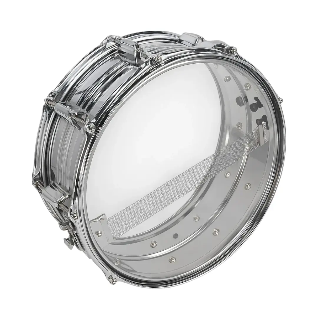 Redoblante en acero de 14 pulgadas con baquetas y llave de afinación distribuido por musicales el clarin