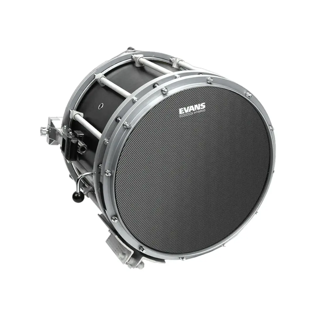 👉 Parche para redoblante de alta tensión EVANS Hybrid SB14MHG 14 pulgadas revestido distribuido por Musicales El Clarín