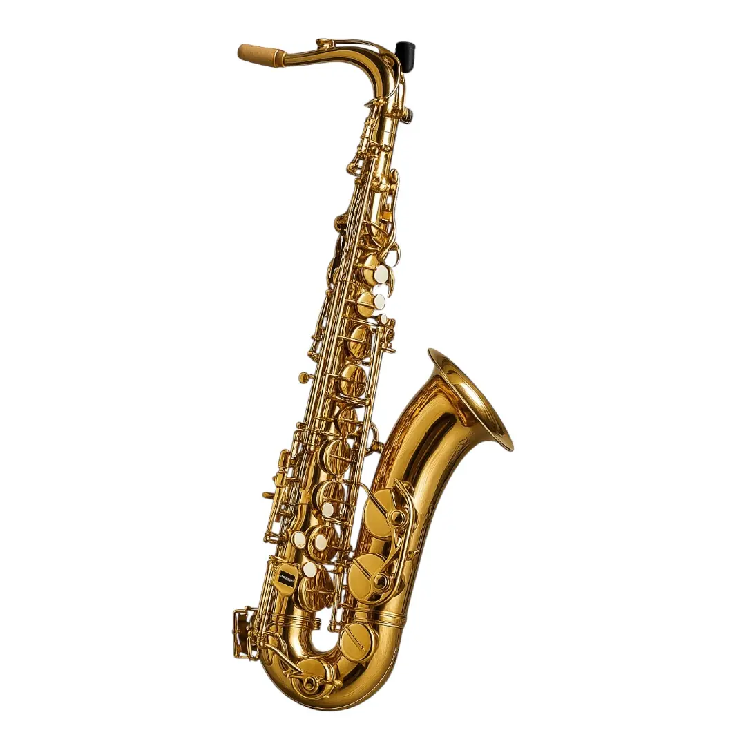 saxofon tenor con estuche, boquilla y paño para limpieza distribuido por musicales el clarin