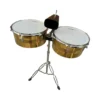 Timbales de 13 y 14 color DORADO pulgadas El Clarín con campana y baquetas para banda marcial, distribuidos por Musicales El Clarín.