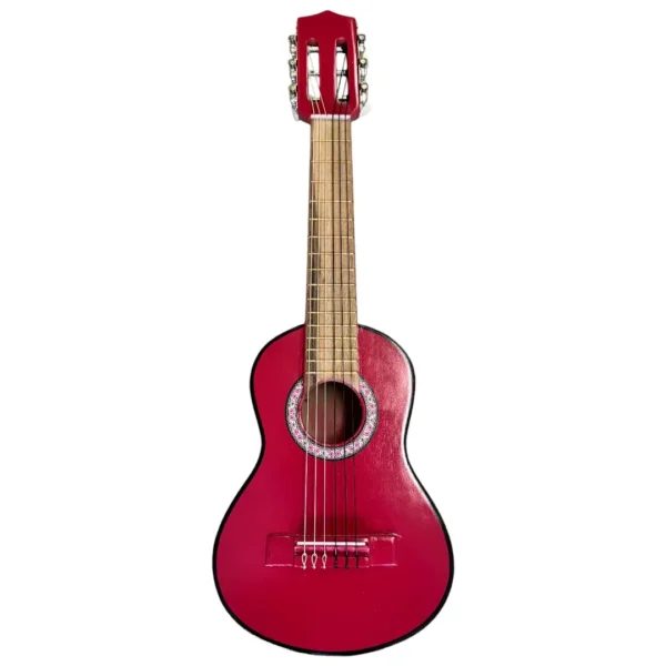 Guitarra color rosada con estuche para niños didacticas distribuida por musicales el clairn