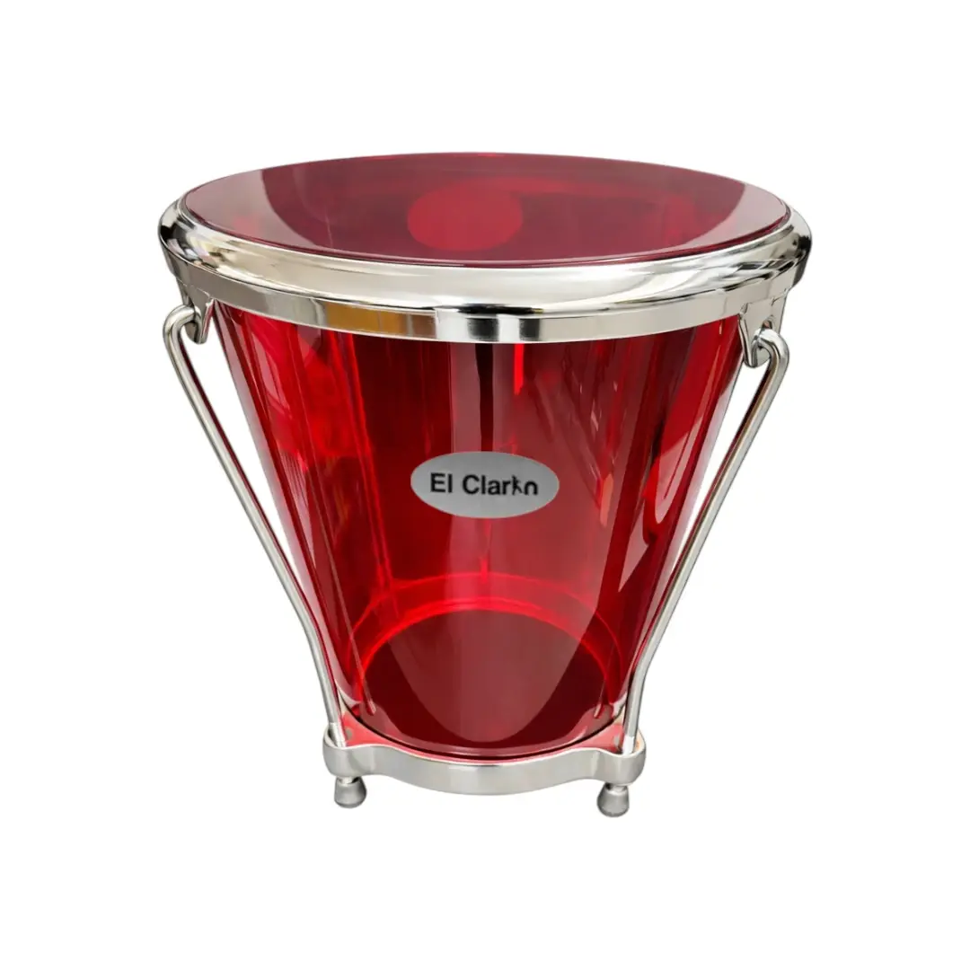 Caja vallenata en acrilico color roja en aro comfort fabricada por musicales el clarin